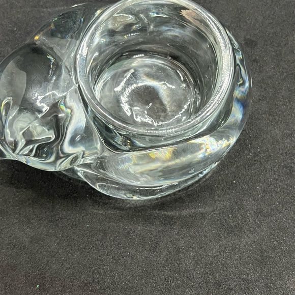 VTG Indiana Glass 5” Crystal Lazy Sleeping Cat Votive Tealight Candle Holder - Picture 4 of 14